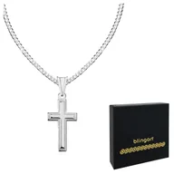 Bransoletki - Srebrny krzyżyk ZDOBIONY drobny z łańcuszkiem 925 - miniaturka - grafika 1