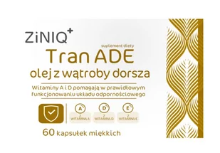 ZINIQ Tran ADE Olej z wątroby dorsza, 60 kapsułek - Witaminy i minerały - miniaturka - grafika 1