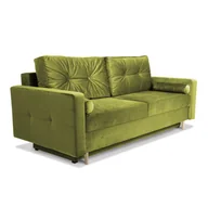 Sofy i kanapy - Sofa STELLA w kolorze zielonym z funkcją spania i pojemnikiem na pościel - miniaturka - grafika 1