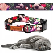 Obroże dla kotów - OBROŻA dla Kota Kotka z KLAMRĄ S 15 mm uKory 30-36cm mroczny wzorek fiolet - miniaturka - grafika 1