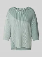 Swetry damskie - Sweter z dzianiny o kroju oversized z rękawem o dł. 1/2 - miniaturka - grafika 1