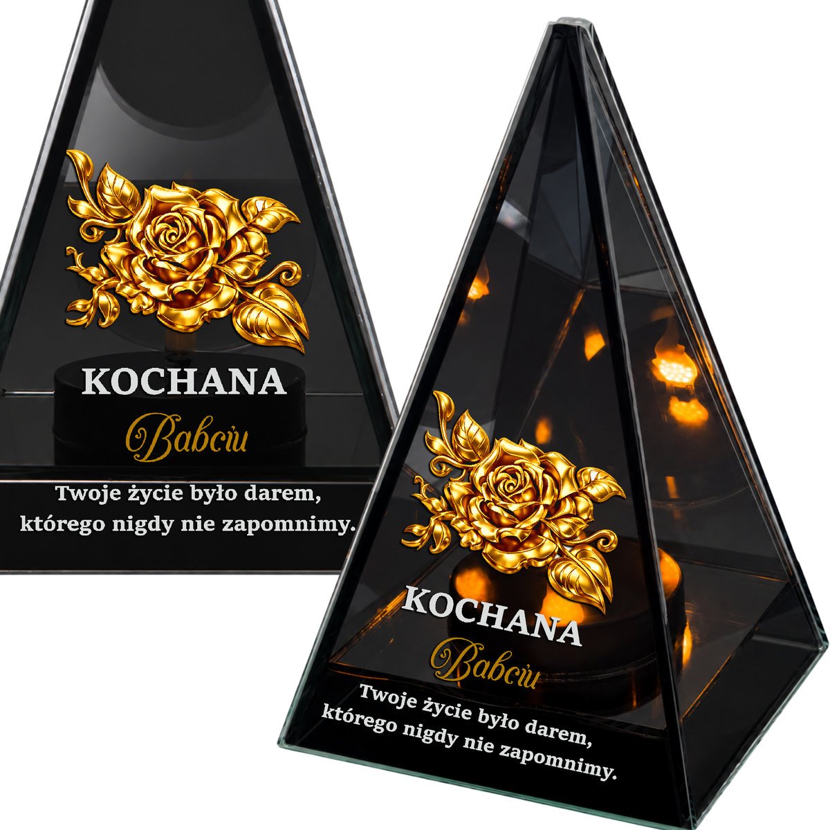 Znicz Lustrzany Lampion Solarny 3D Nadruk UV Dla Babci Elegancki