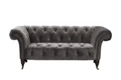 Sofy i kanapy - Dekoria Sofa Chesterfield Glamour Velvet Dark Grey 2os. 187x94x75cm 006-483 - miniaturka - grafika 1