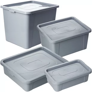 4X Pojemnik Pudło Plastikowe Pojemniki Z Pokrywą Multibox Szary 4,5L, 10L, 20L, 30L - Pudła i pojemniki do przechowywania - miniaturka - grafika 1