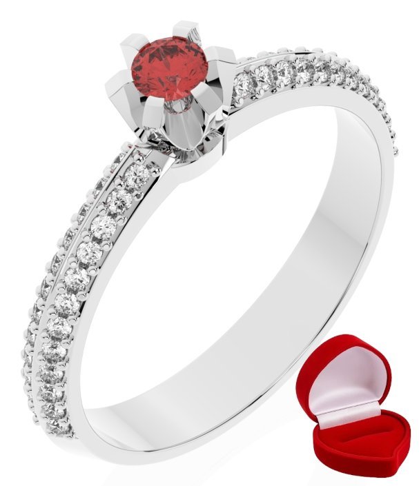 ZŁOTY PIERŚCIONEK ZARĘCZYNOWY 585 14k RUBIN 0,09 ct BIAŁE ZŁOTO R17