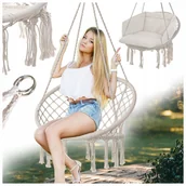Place zabaw - FOTEL OGRODOWY WISZĄCY BOCIANIE GNIAZDO HUŚTAWKA Z PODUSZKĄ LEA ECRU - miniaturka - grafika 1