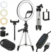 Lampy studyjne - Statyw Maclean MACLEAN LAMPA PIERŚCIENIOWA 10" LED12W DO SELFIE ZE STATYWEM MCE610 - miniaturka - grafika 1