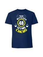 Koszulki męskie - Męska koszulka z nadrukiem - 48 Ciacho + wiek 48 Granatowy M - miniaturka - grafika 1