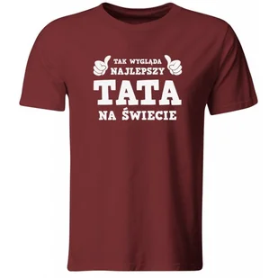 Koszulka Najlepszy Tata na świecie. Prezent na Dzień Ojca lub Urodziny, Burgundowa, roz. XL - Koszulki męskie - miniaturka - grafika 1