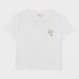 Koszulki sportowe damskie - Damski t-shirt crop top z nadrukiem Outhorn OTHWSS24TTSHF1479 - biały - grafika 1