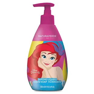 Naturaverde | Kids - Disney Princess - Mydło w płynie dla dzieci, Ariel, Mydło dla dzieci z ekstraktem z chabru, mydło do rąk BIO, 300ml - Kosmetyki kąpielowe dla dzieci - miniaturka - grafika 1