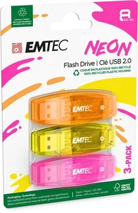 Emtec USB2.0 C410 8GB Neon 3 pcs - Pendrive - miniaturka - grafika 1