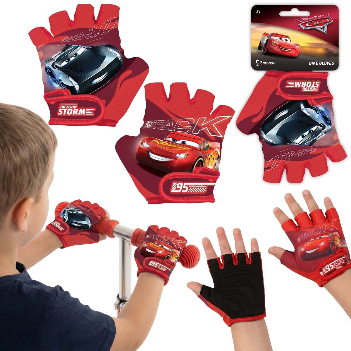 DISNEY CARS DZIECIĘCE rękawiczki OCHRONNE na rower, hulajnogę NA RZEP dla chłopca
