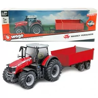 Samochody i pojazdy dla dzieci - ﻿Traktor Massey Ferguson 8740 S z przyczepą Bburago - miniaturka - grafika 1