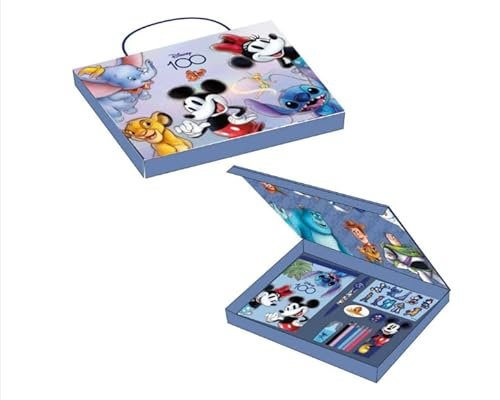 Zestaw biurowy Disney 100 - W zestawie kolorowe notebooki, podkładki, długopisy, naklejki, zakładki, etui i notebooka - akcesoria pa - oryginalny produkt zaprojektowany w Polsce, Wielobarwny,