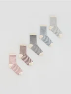 Skarpetki damskie - Reserved - Skarpety w paski 5 pack - kremowy - miniaturka - grafika 1