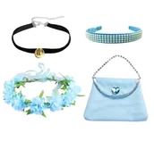 Dodatki do strojów karnawałowych - Torebka Naszyjnik Choker Opaska Wianek Kopciuszek 4 Części - miniaturka - grafika 1