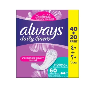 Always Daily Liners wkładki higieniczne bezzapachowe Normal Comfort Protect 60 sztuk - Wkładki higieniczne Always Daily Liners wkładki higieniczne bezzapachowe Normal Comfort Protect 60 sztuk - Wkładki higieniczne - miniaturka - grafika 1