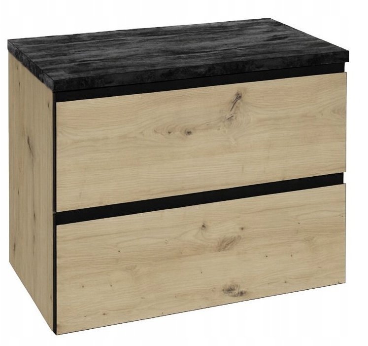 UAB KAME Zestaw szafka łazienkowa wisząca pod umywalkę z czarnym blatem 60x50x46cm Modus