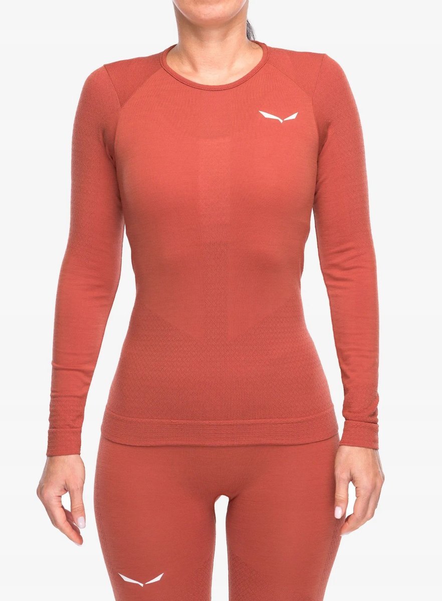 Salewa Zebru Medium Warm AMR L/S Tee damska bluza termoaktywna - etruscan red, rozm. M