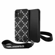 Etui i futerały do telefonów - Karl Lagerfeld KLHCN61SAKLMBSK iPhone 11 / Xr  6.1" czarny/black hardcase Monogram Losange Saffiano - miniaturka - grafika 1