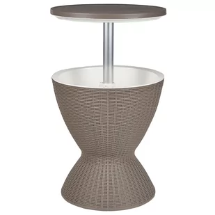 Okrągły stolik/ barek ogrodowy z funkcją chłodzenia ⌀ 48 cm beżowoszary AISA - Stoły ogrodowe - miniaturka - grafika 1