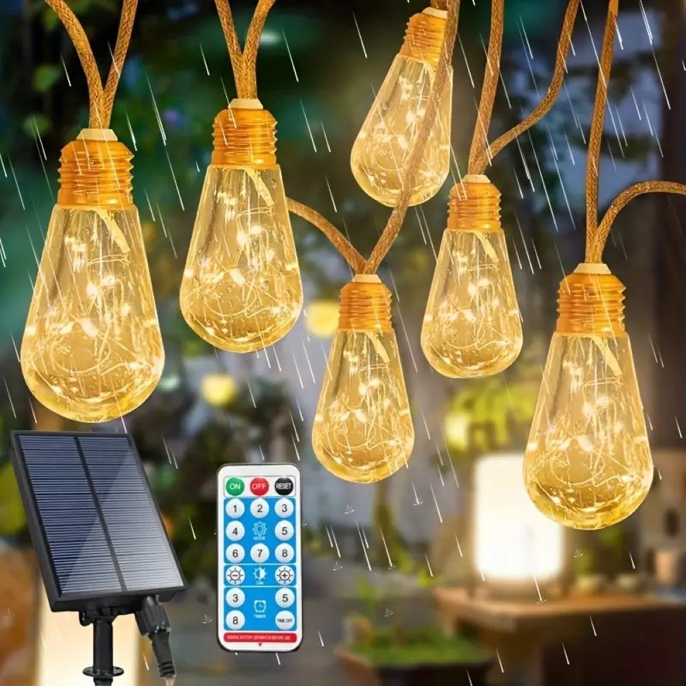 LAMPKI SOLARNE OGRODU LED GIRLANDA SOLARNA LAMPA ŻARÓWKI LOFT TARAS BALKON