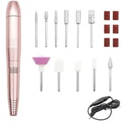 Frezarki do paznokci - Aptel, Kompaktowa Frezarka do Paznokci + Akcesoria Frezy różowa DA111 - miniaturka - grafika 1