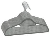 Wieszaki do szafy - Zestaw 20 szt. aksamitnych szarych wieszaków F3-D65 - miniaturka - grafika 1