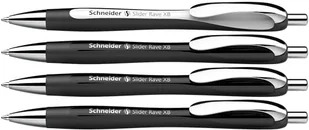 Schneider 132584 Slider Rave XB długopis (limitowana edycja specjalna, 3 x czarny, 1 x biały, Made in Germany), 4 sztuki, kolor wkładu: niebieski - Długopisy - miniaturka - grafika 1