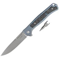 Noże - Nóż składany LionSteel Skinny Blue Titanium/Blue Dark Matter Carbon Fiber, Stonewashed MagnaCut by Molletta (SK01 BL) - miniaturka - grafika 1
