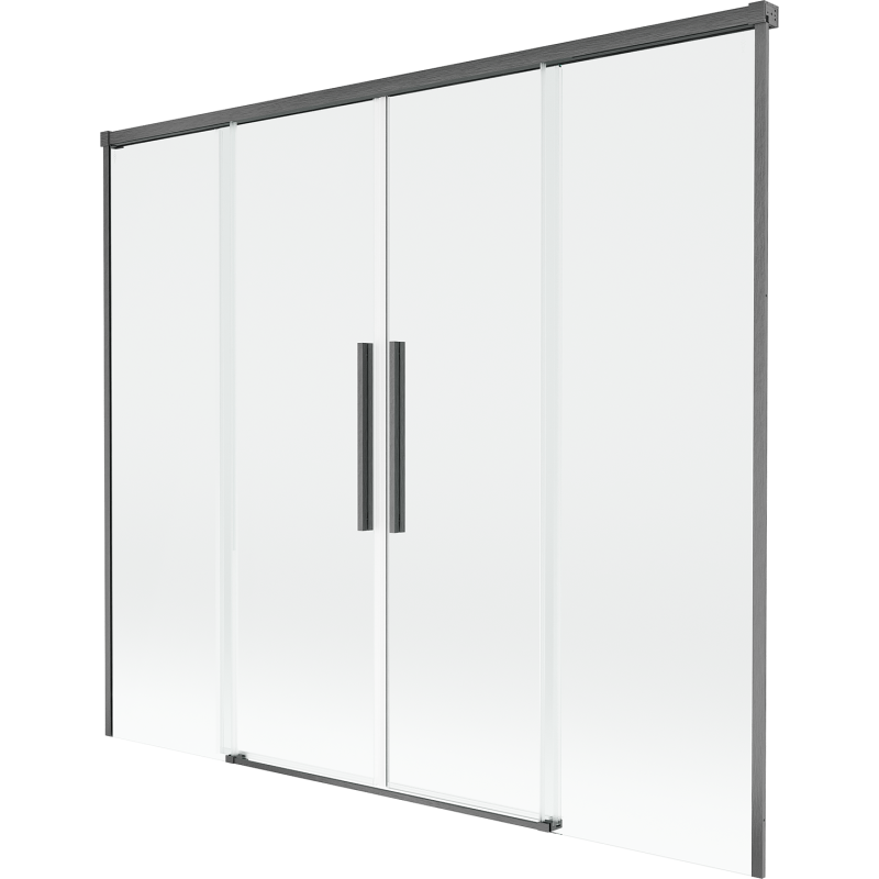 Mexen Rox parawan nawannowy 2-skrzydłowy rozsuwany 180 x 150 cm, transparent, gun gray szczotkowany - 8C9-180-002-66-00