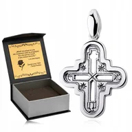 Biżuteria dla dzieci - PIĘKNY SREBRNY RODOWANY KRZYŻYK DIAMENTOWANY 925 NA KOMUNIĘ BIERZMOWANIE - miniaturka - grafika 1