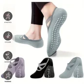 Inne - TEMU 3 pary skarpet do jogi w mieszanych kolorach, skarpety z przyczepnością, antypoślizgowe skarpety z krzyżującymi się paskami odpowiednie dla - miniaturka - grafika 1