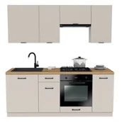 Meble kuchenne - Zestaw Mebli Kuchennych Presto 200 Cm Płyta Laminowana Kaszmir /Lamela Kaszmir - miniaturka - grafika 1