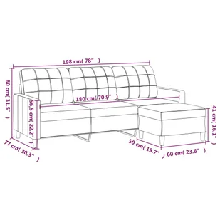 3-osobowa sofa z podnóżkiem, taupe, 180 cm, tkaniną  Lumarko! - Sofy i kanapy - miniaturka - grafika 8