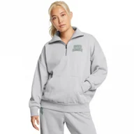 Bluzy sportowe damskie - Damska bluza dresowa nierozpinana bez kaptura Under Armour UA Icon Hwt Terry Os Qz - szara - UNDER ARMOUR - miniaturka - grafika 1