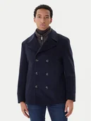 Płaszcze męskie - Bugatti Płaszcz wełniany 874228-81063 Granatowy Regular Fit - miniaturka - grafika 1