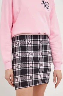 Spódnice - Karl Lagerfeld spódnica kolor różowy mini ołówkowa - grafika 1
