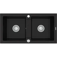 Zlewozmywaki - Mexen Mario zlewozmywak granitowy 2-komorowy 820 x 436 mm, czarny - 6504822000-77 - miniaturka - grafika 1