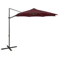 Parasole ogrodowe - Parasol wiszący z LED i słupkiem, bordowy, 300 cm - miniaturka - grafika 1