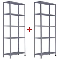 Szafy i regały magazynowe - Regał półkowy 1+1 GRATIS, 1760x750x300 mm, 5 półek, nośność półki 75 kg, RAL 7031 - miniaturka - grafika 1