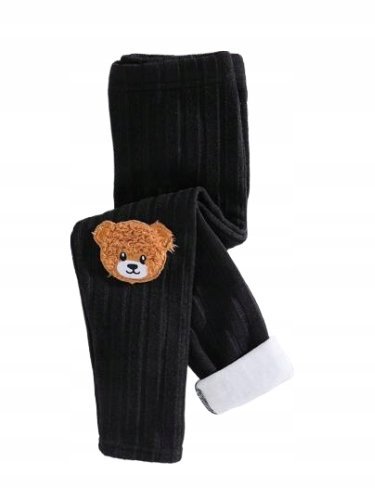 SHEIN CZARNE LEGGINSY DZIECIĘCE Z APLIKACJĄ MISIA 104 1DC