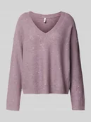 Spodnie damskie - Sweter z dzianiny o kroju regular fit z cekinowym obszyciem model ‘ARIZONA’ - miniaturka - grafika 1