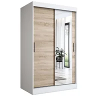 Szafy - Szafa przesuwna MODUO COMFORT 120 biała mat/dąb sonoma z lustrem po prawej - miniaturka - grafika 1