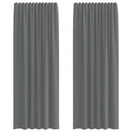 Zasłony - vidaXL Zasłony woalowe z kieszeniami na drążek 2 szt. Ciemnoszary - miniaturka - grafika 1