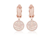 Kolczyki - Klipsy Madeleine z rozetą - rose gold - miniaturka - grafika 1