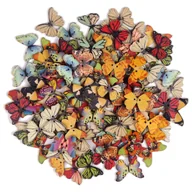 Prace ręczne dla dzieci - Guziki drewniane ozdobne motylki kolorowe Mix zestaw guzików 100 szt. do przyszycia rękodzieła - miniaturka - grafika 1