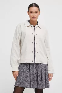 Pepe Jeans kurtka koszulowa Rish Corduroy kolor beżowy przejściowa - Kurtki damskie - miniaturka - grafika 1