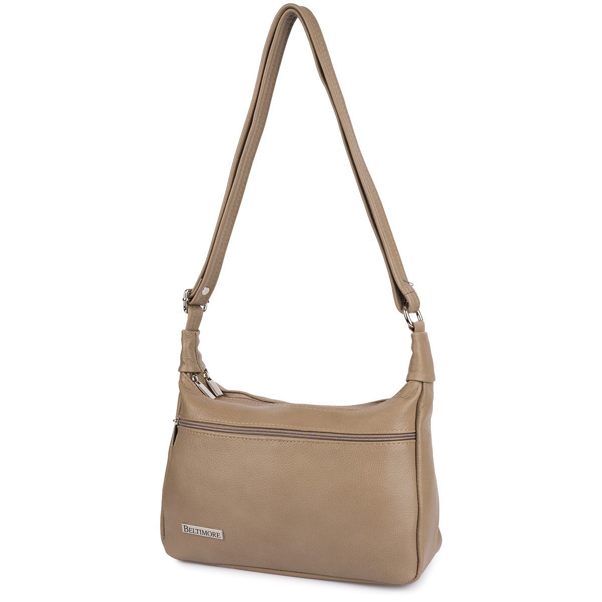 Skórzana Damska Torba listonoszka elegancka beżowa Beltimore L40